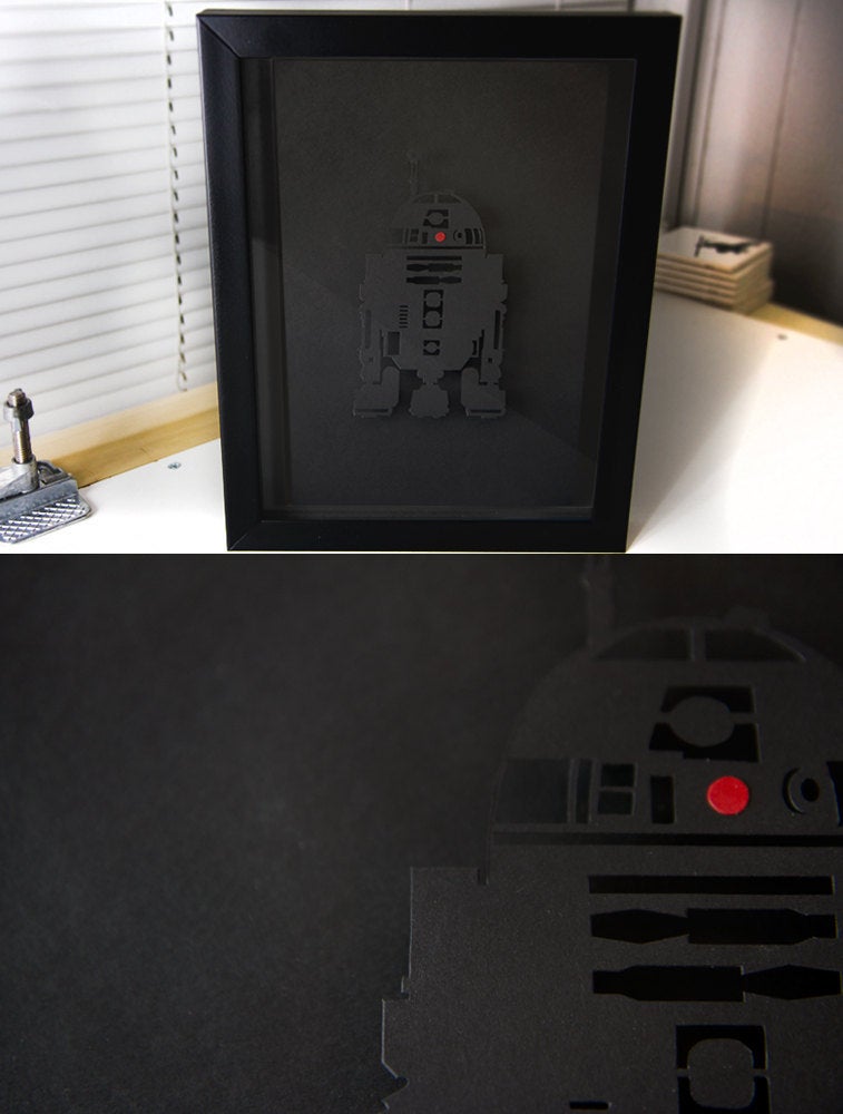 UNFRAMED Star Wars - R2D2 paper cut art