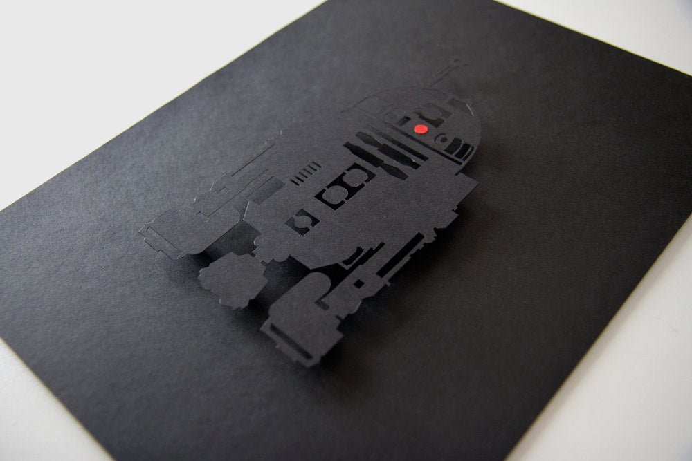 UNFRAMED Star Wars - R2D2 paper cut art