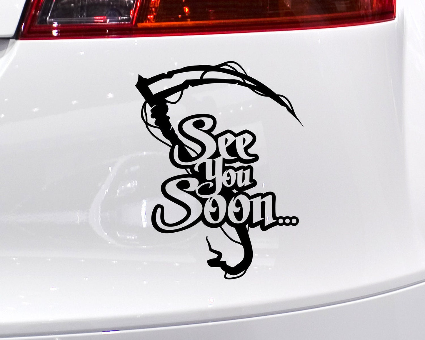 See You Soon Grim Reaper Scythe Vinyl Decal Sticker Vinyl Car Decal Laptop Sticker Water Bottle Sticker Goth Sticker Die Cut Sticker