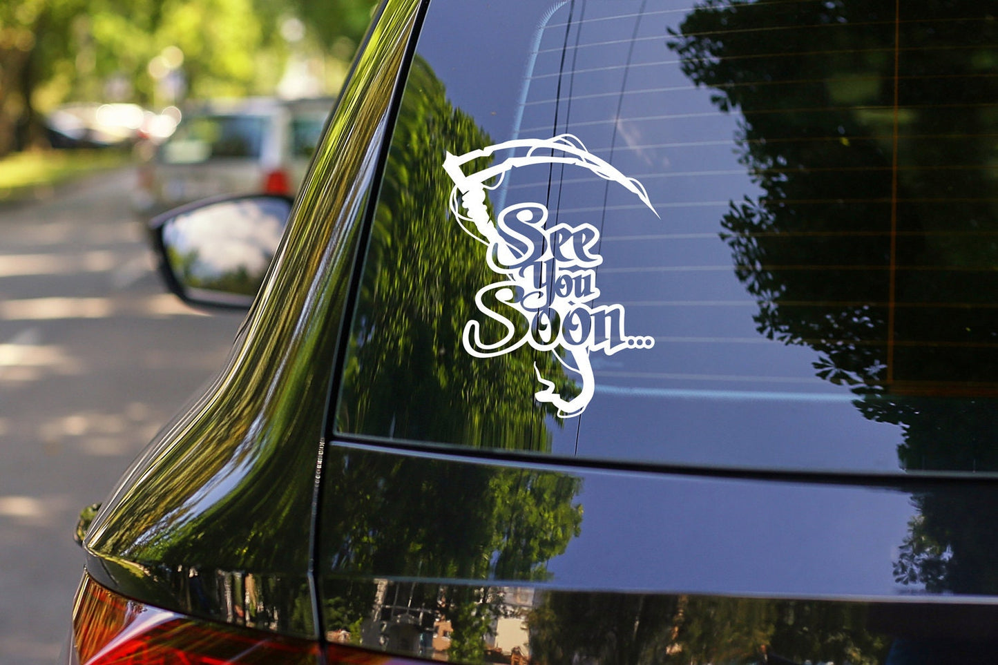 See You Soon Grim Reaper Scythe Vinyl Decal Sticker Vinyl Car Decal Laptop Sticker Water Bottle Sticker Goth Sticker Die Cut Sticker