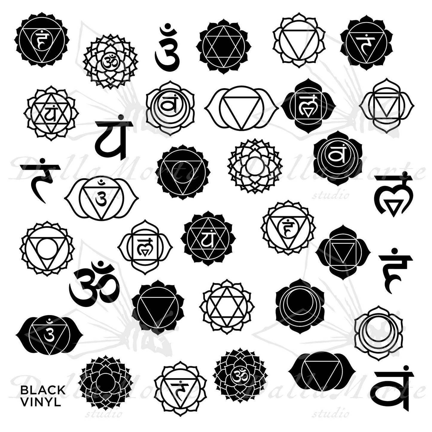 Chakra Symbols Vinyl Decal Sticker Vinyl Car Decal Laptop Sticker Water Bottle Sticker Goth Sticker Die Cut Sticker Sacred Symbols