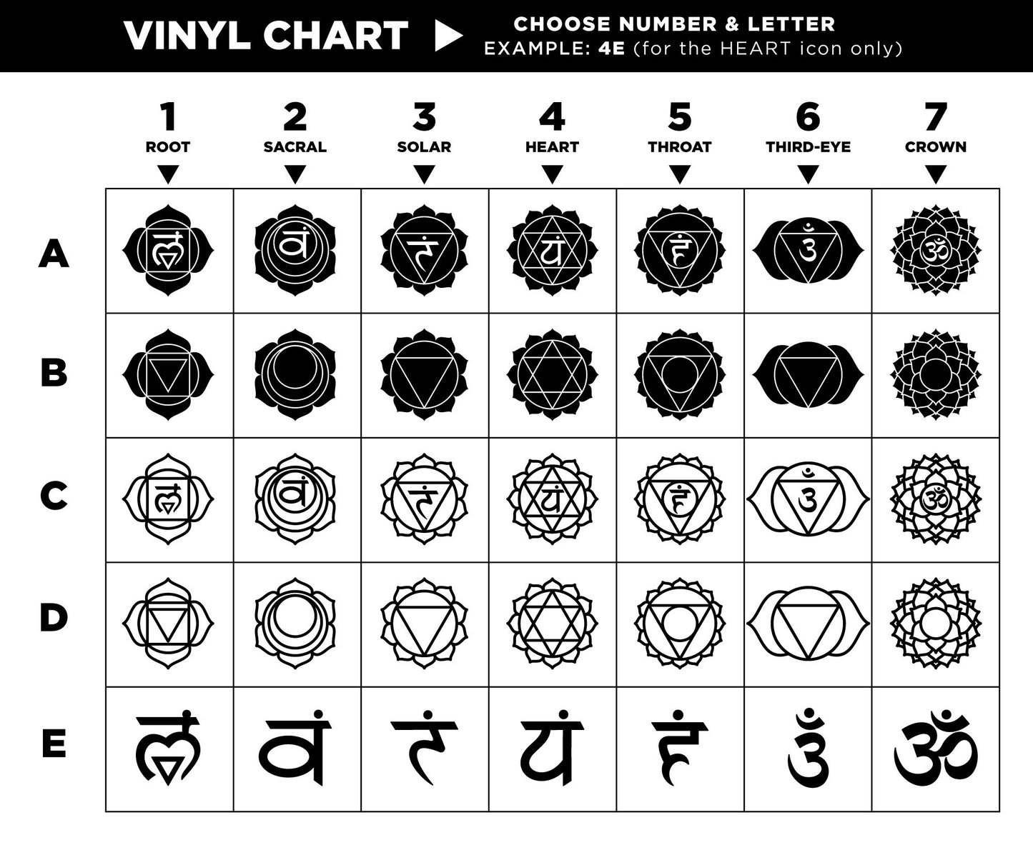 Chakra Symbols Vinyl Decal Sticker Vinyl Car Decal Laptop Sticker Water Bottle Sticker Goth Sticker Die Cut Sticker Sacred Symbols