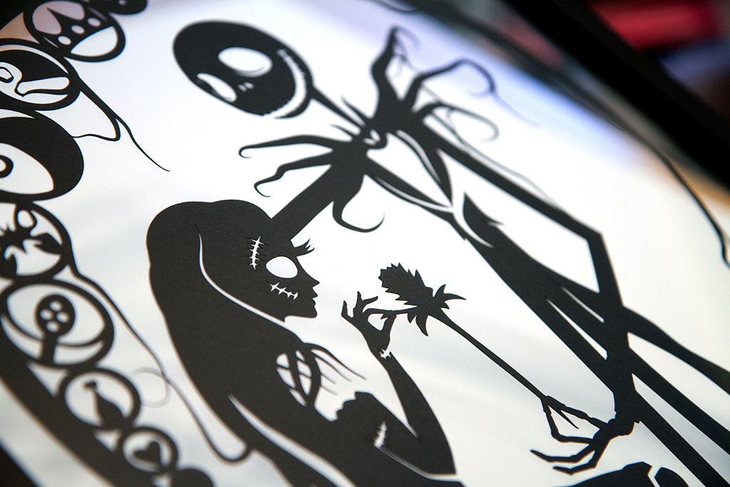 UNFRAMED Nightmare Before Christmas Jack and Sally paper cut art