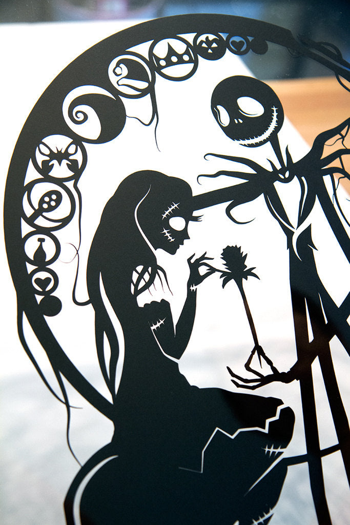 UNFRAMED Nightmare Before Christmas Jack and Sally paper cut art