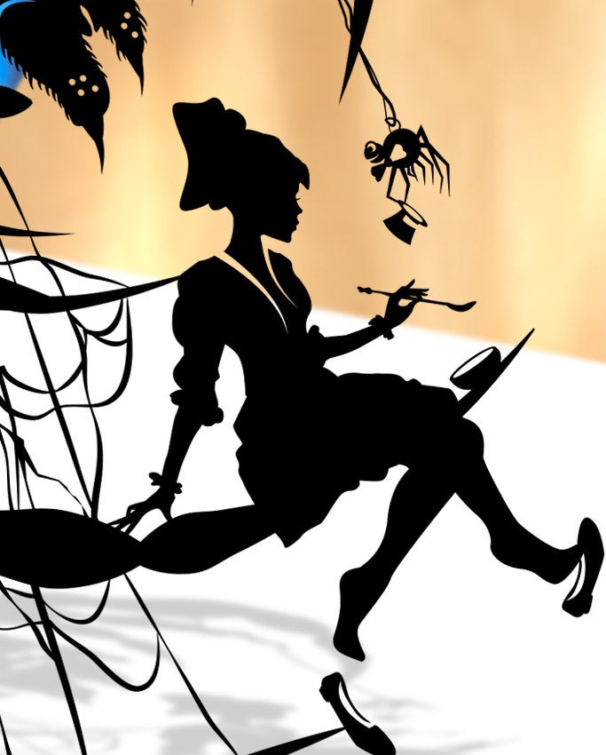 UNFRAMED Little Miss Muffet paper cut art