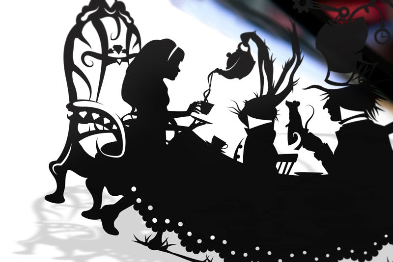 UNFRAMED Alice in Wonderland - Mad Hatter Tea Party paper cut art