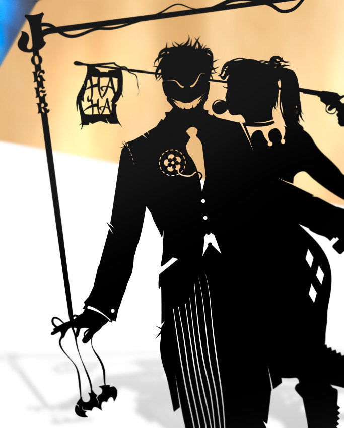 UNFRAMED The Joker and Harley paper cut art