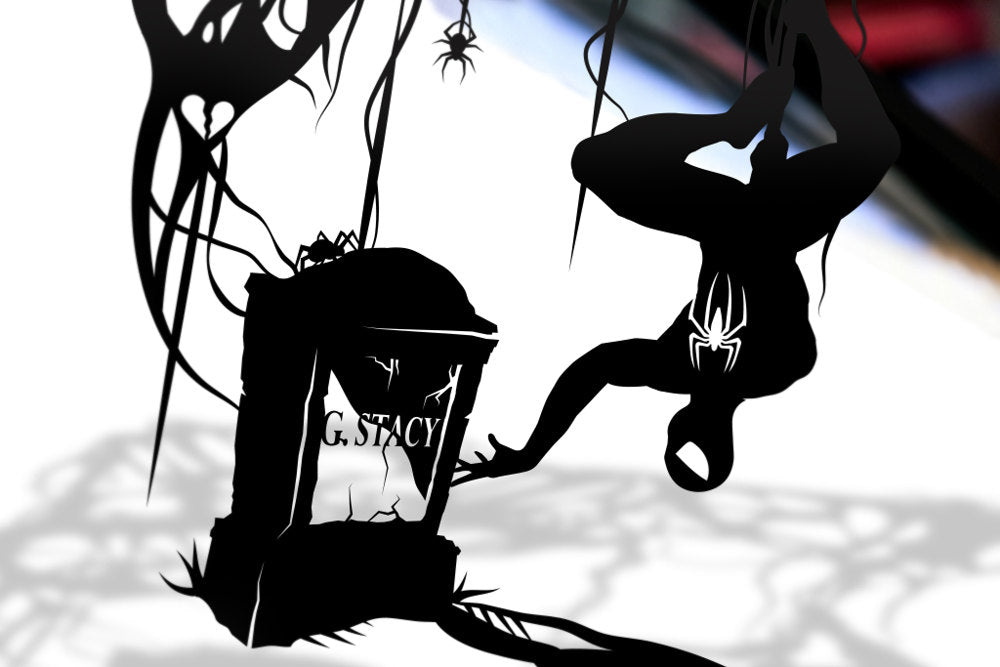 UNFRAMED Spiderman Gwen Stacy Grave paper cut art