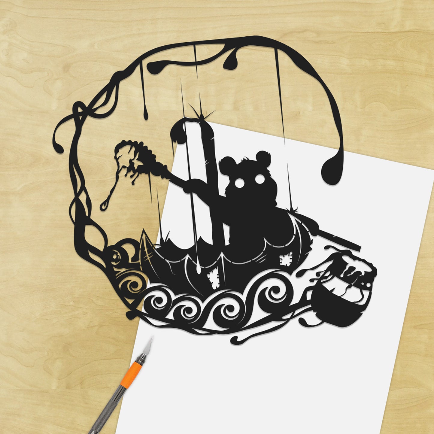 UNFRAMED Winnie the Pooh - paper cut art