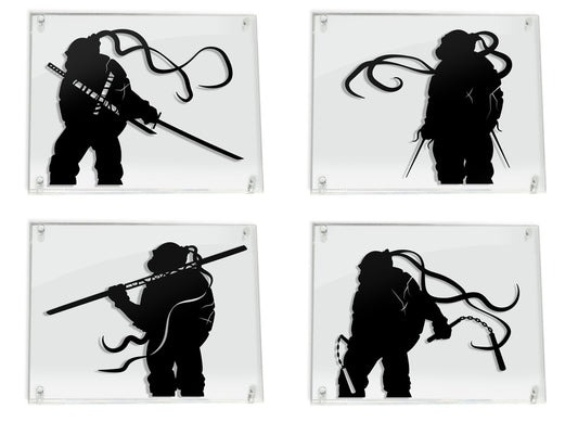 FRAMED Teenage Mutant Ninja Turtles Leonardo Raphael Michelangelo Donatello - paper cut art