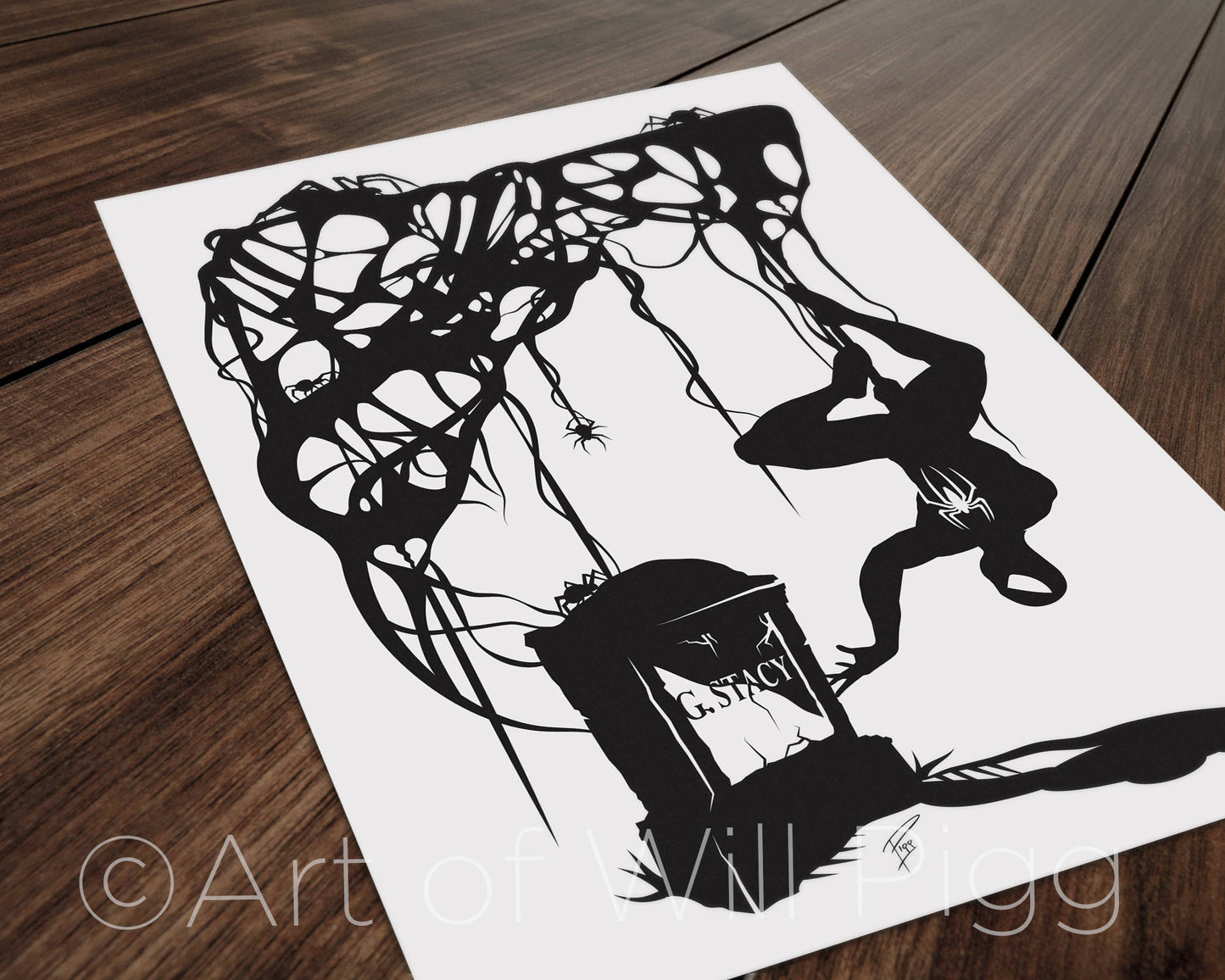Spiderman Grave silhouette art print