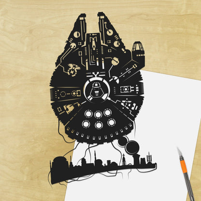 UNFRAMED Star Wars The Millennium Falcon paper cut art
