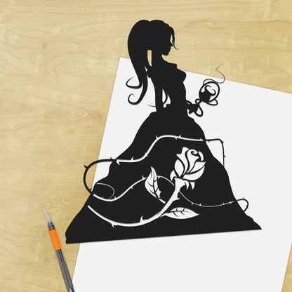 UNFRAMED Belle - Beauty and the Beast paper cut art