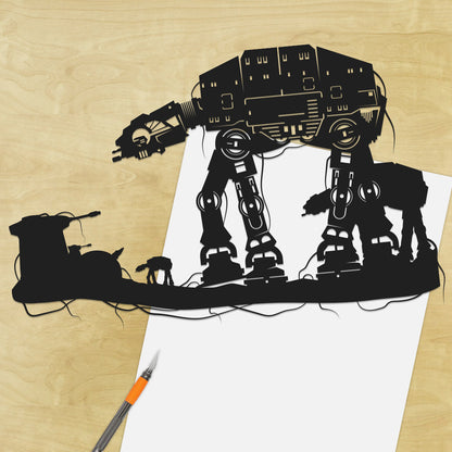 UNFRAMED Star Wars AT AT Walker paper cut art
