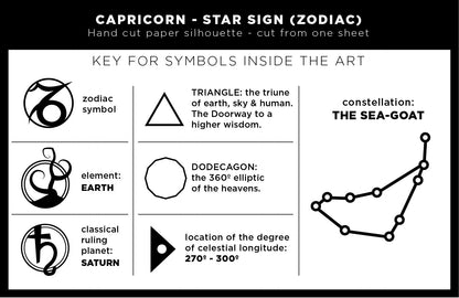 FRAMED Capricorn Star Sign - paper cut art