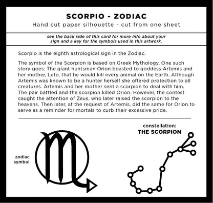 UNFRAMED Scorpio Zodiac paper cut art