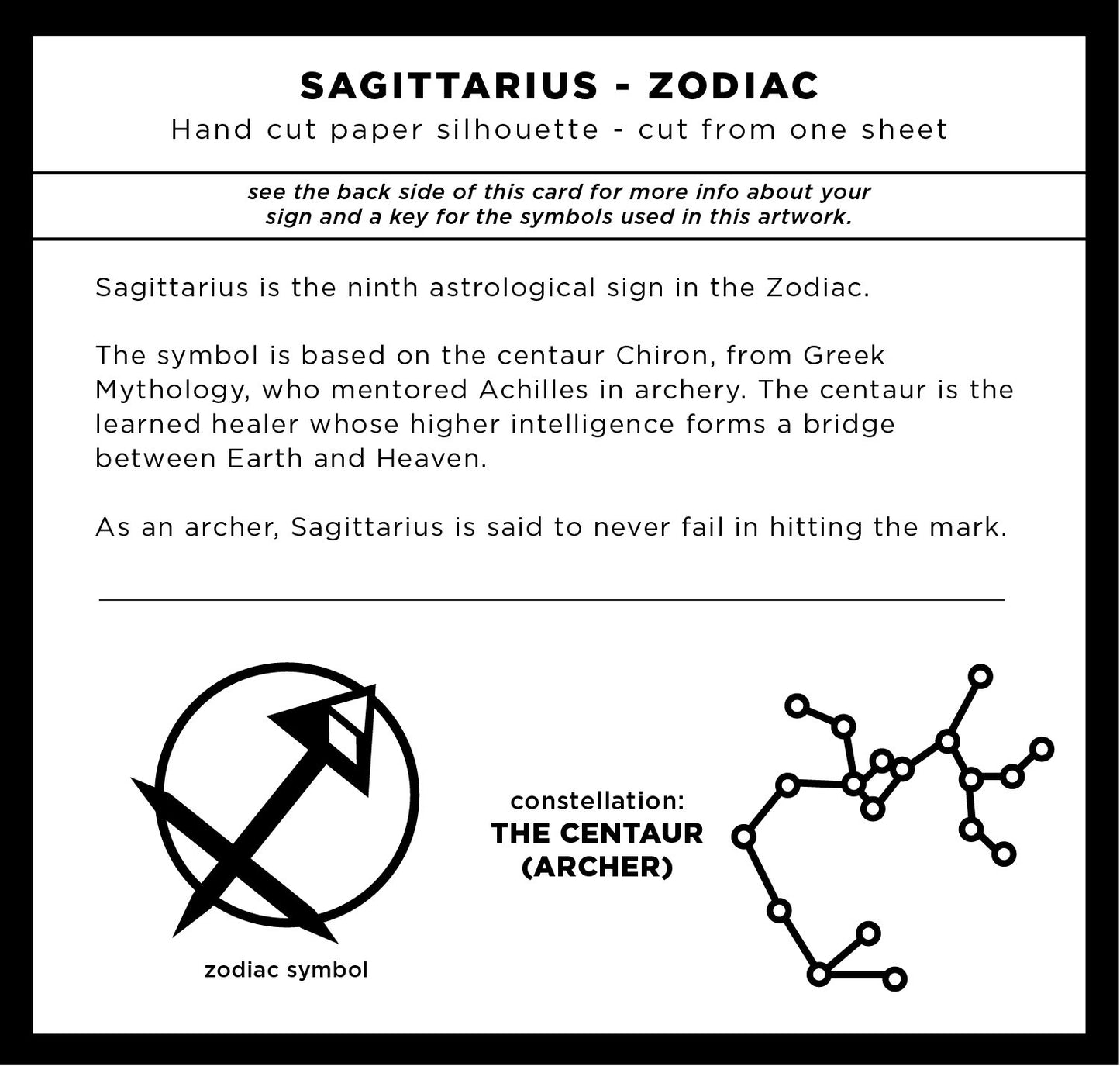 UNFRAMED Sagittarius Zodiac paper cut art