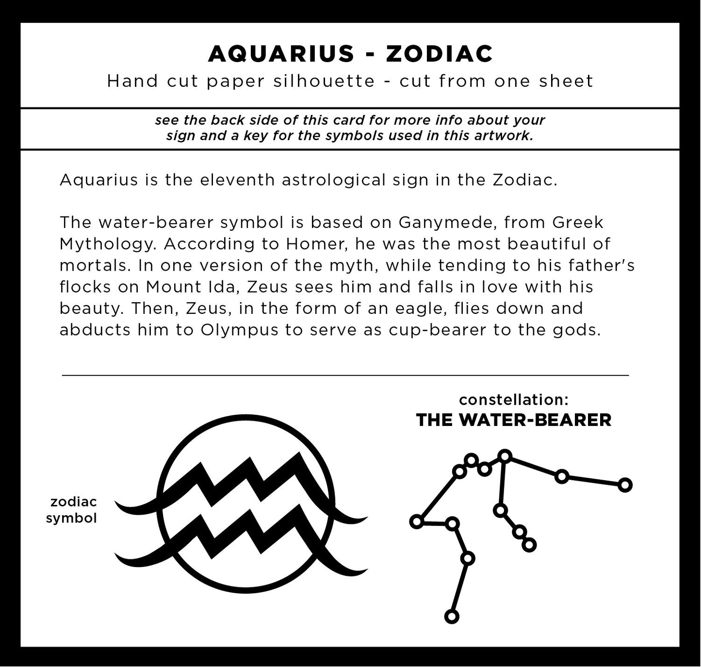 UNFRAMED Aquarius Zodiac paper cut art