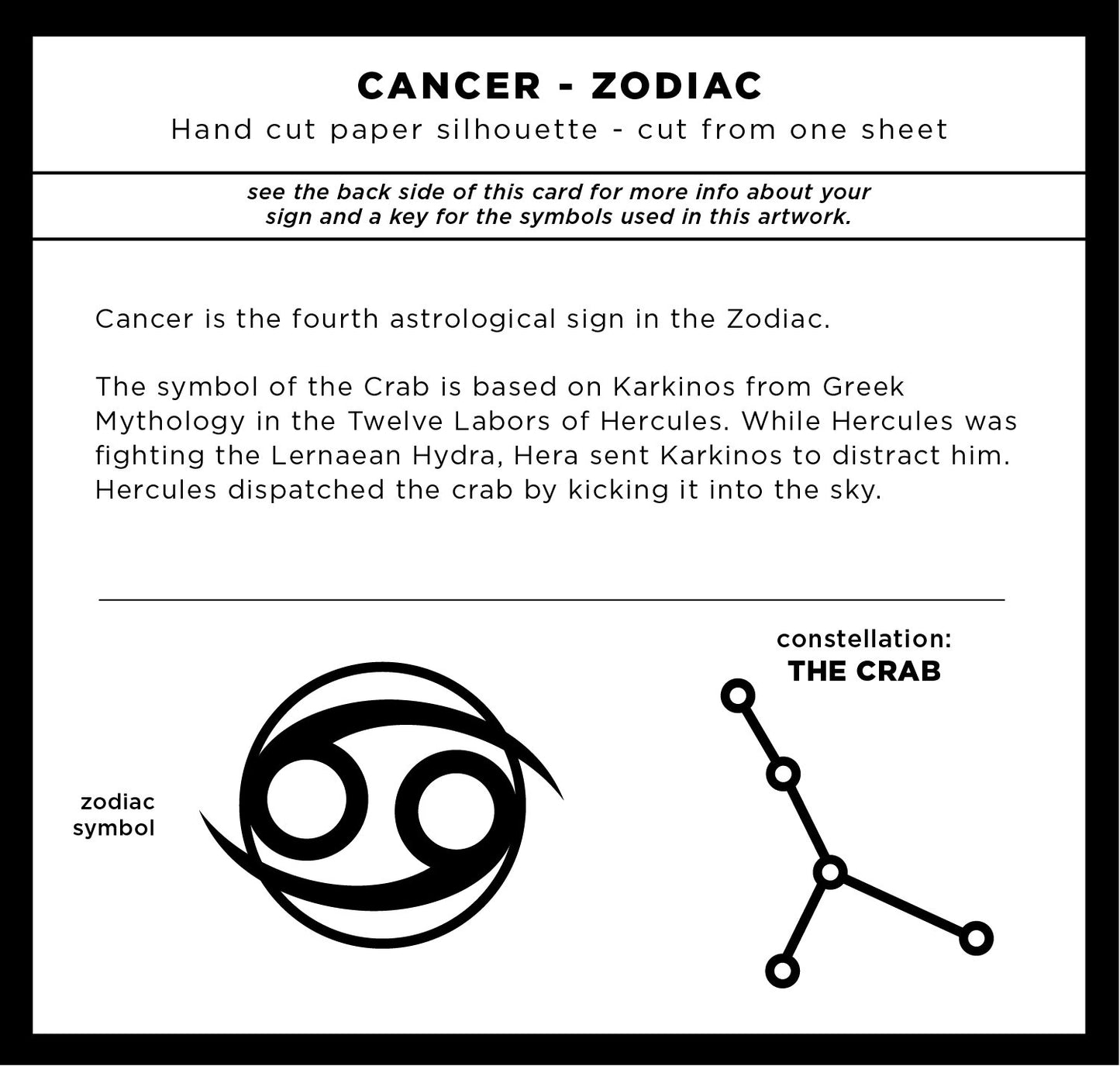 UNFRAMED Cancer Zodiac paper cut art