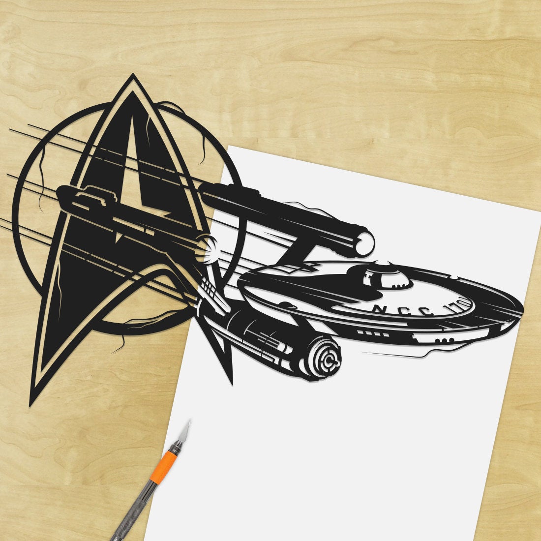 UNFRAMED Enterprise - Star Trek paper cut art