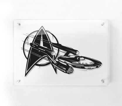FRAMED Enterprise Star Trek - handmade paper cut art