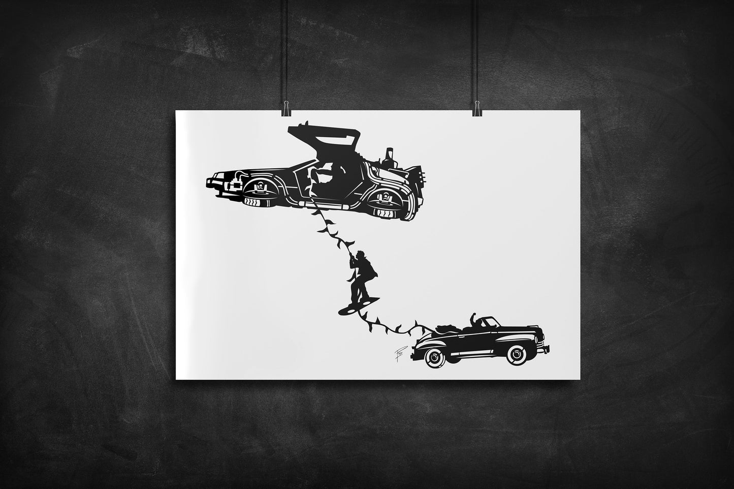 Marty Escape - Back to the Future silhouette art print