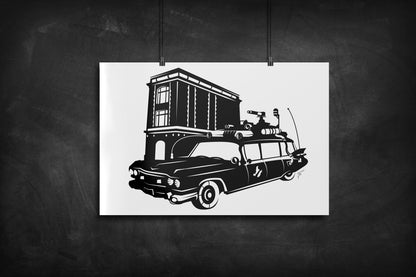 Ecto-1 - Ghostbusters silhouette art print