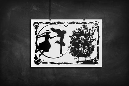 Howl's Moving Castle silhouette art print