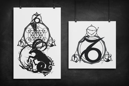 Capricorn - Zodiac Star Sign silhouette art print