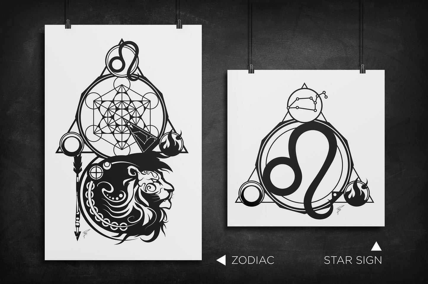 Leo - Zodiac Star Sign silhouette art print