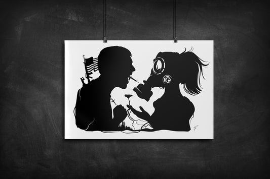 God and Country silhouette art print