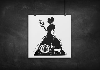Princess Cinderella silhouette art print