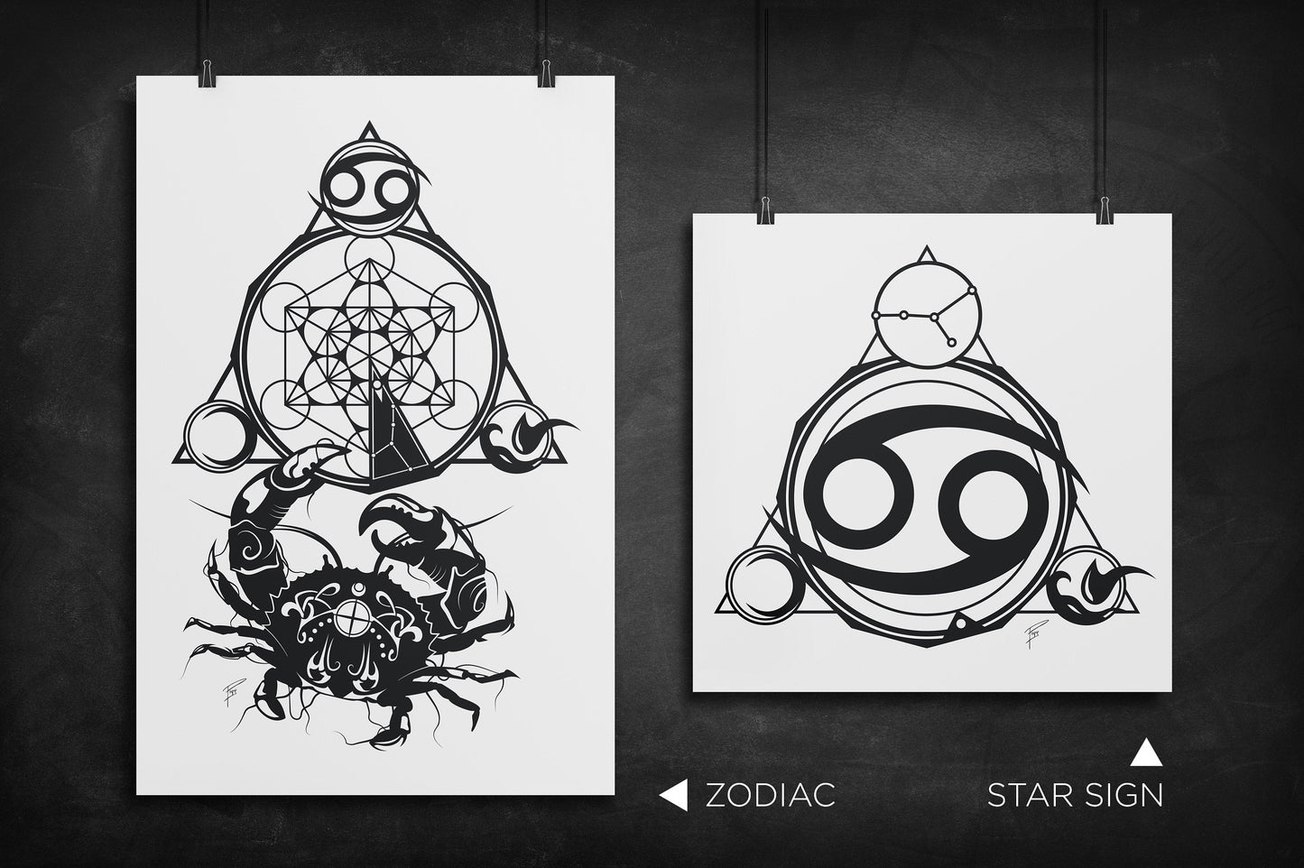 Cancer - Zodiac Star Sign silhouette art print