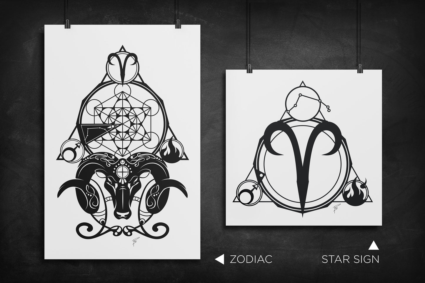 Aries - Zodiac Star Sign silhouette art print