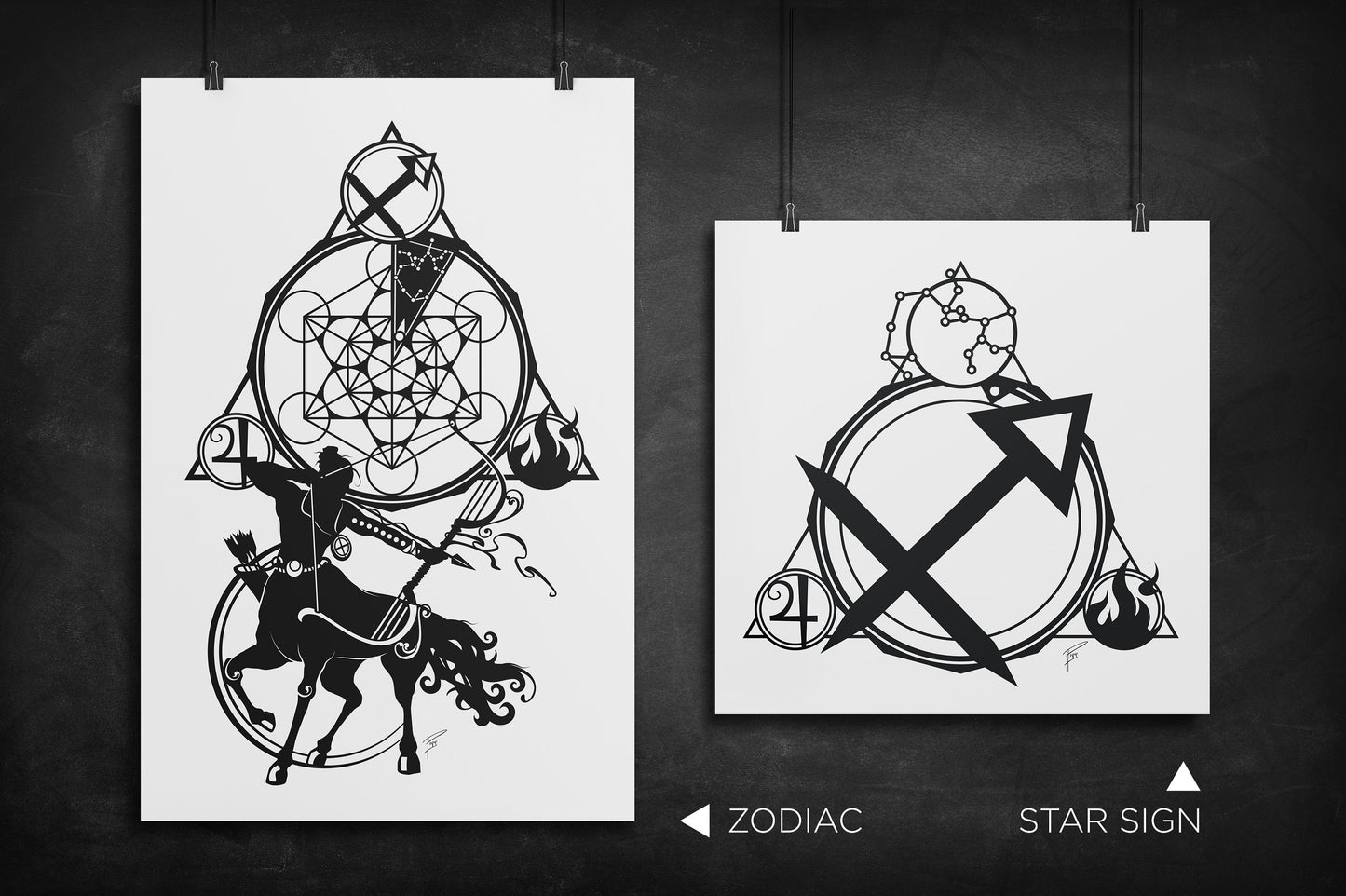 Sagittarius - Zodiac Star Sign silhouette art print