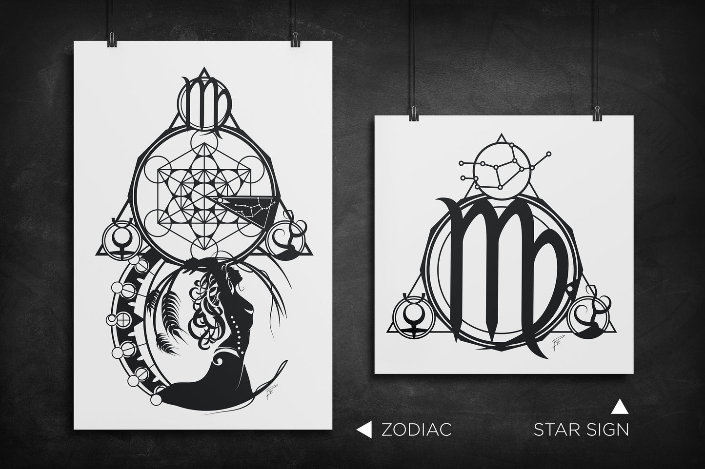 Virgo - Zodiac Star Sign silhouette art print
