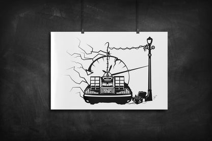Outta Time - Back to the Future silhouette art print