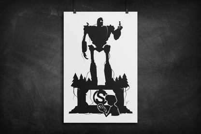 Iron Giant Statue silhouette art print
