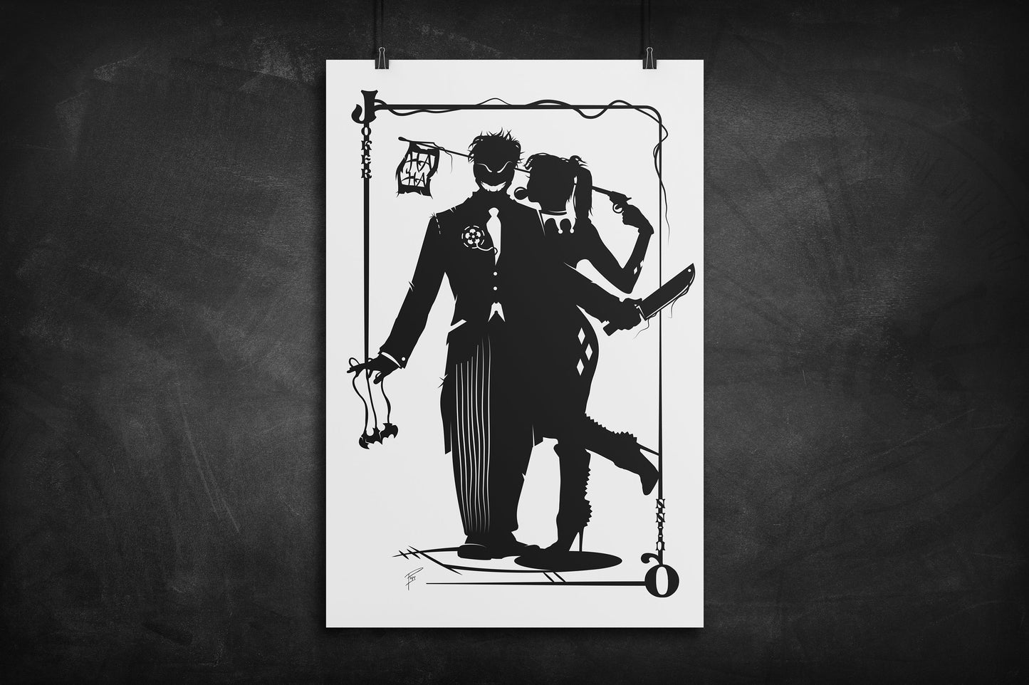 Joker and Harley - Batman silhouette art print