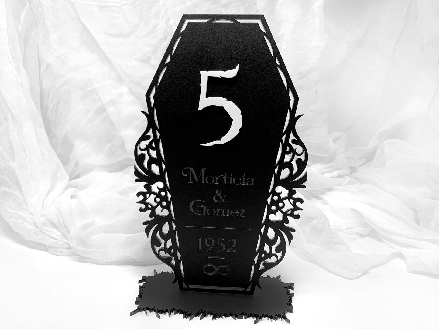 Customizable Table Numbers Engraved Coffin 3D Acrylic Wedding Events