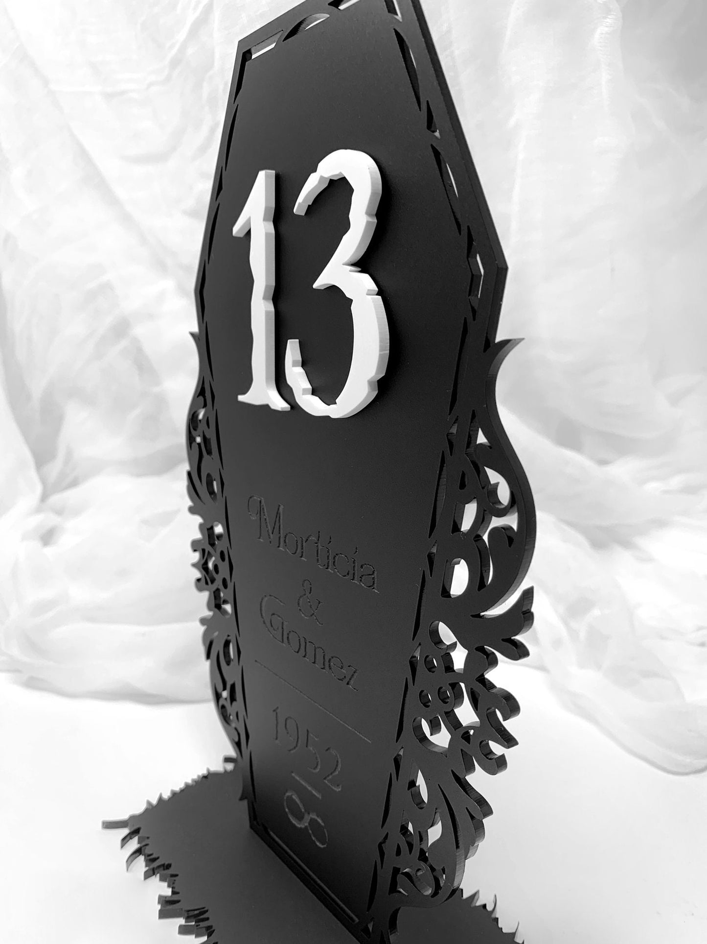 Customizable Table Numbers Engraved Coffin 3D Acrylic Wedding Events