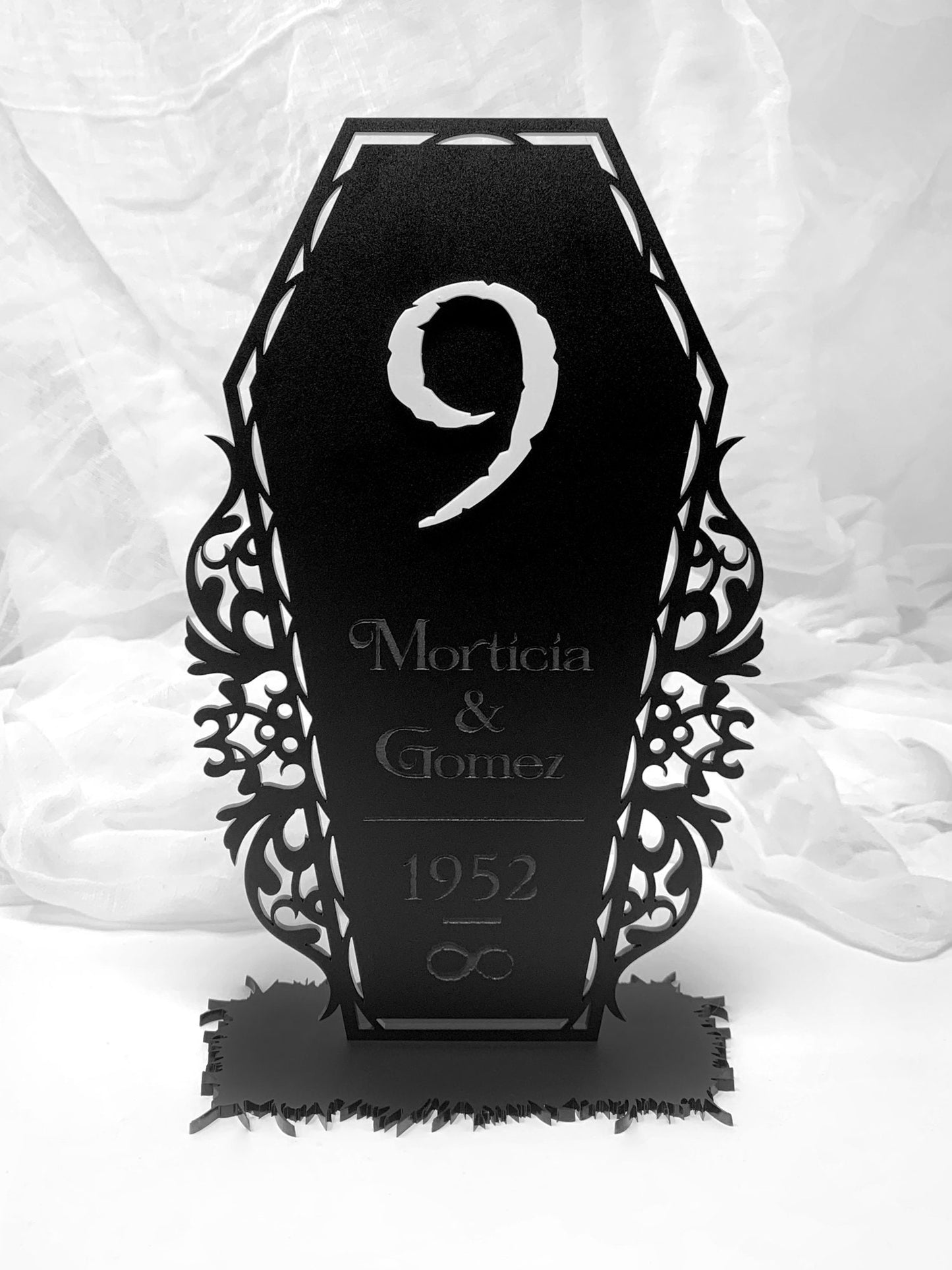 Customizable Table Numbers Engraved Coffin 3D Acrylic Wedding Events