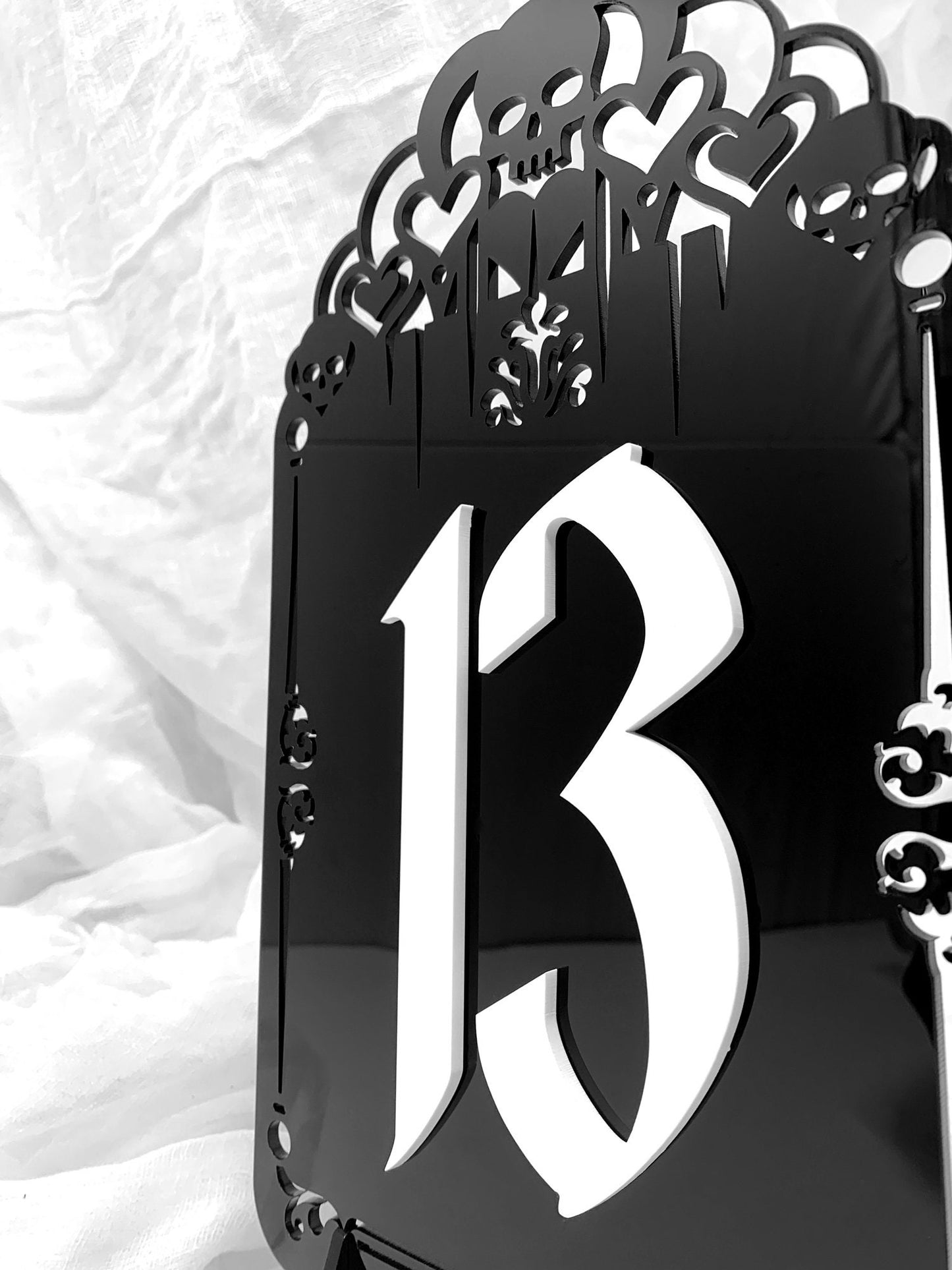 Gothic Table Numbers Skull Heart 3D Acrylic Wedding Events
