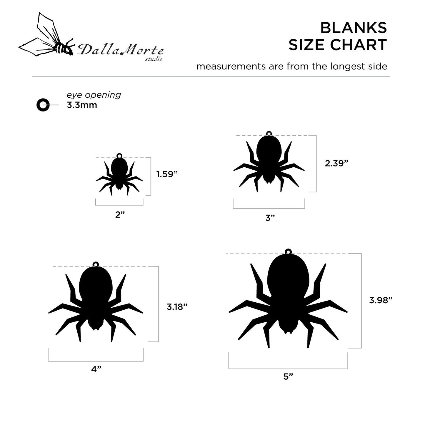 Spider Five (5) Pack Blank Acrylic Shape Ornaments for Holidays and Events