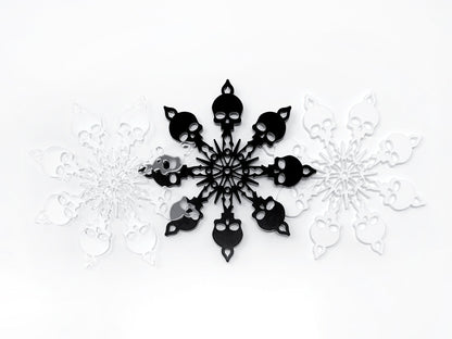 Skull Snowflake Christmas Ornament Acrylic Holiday Halloween