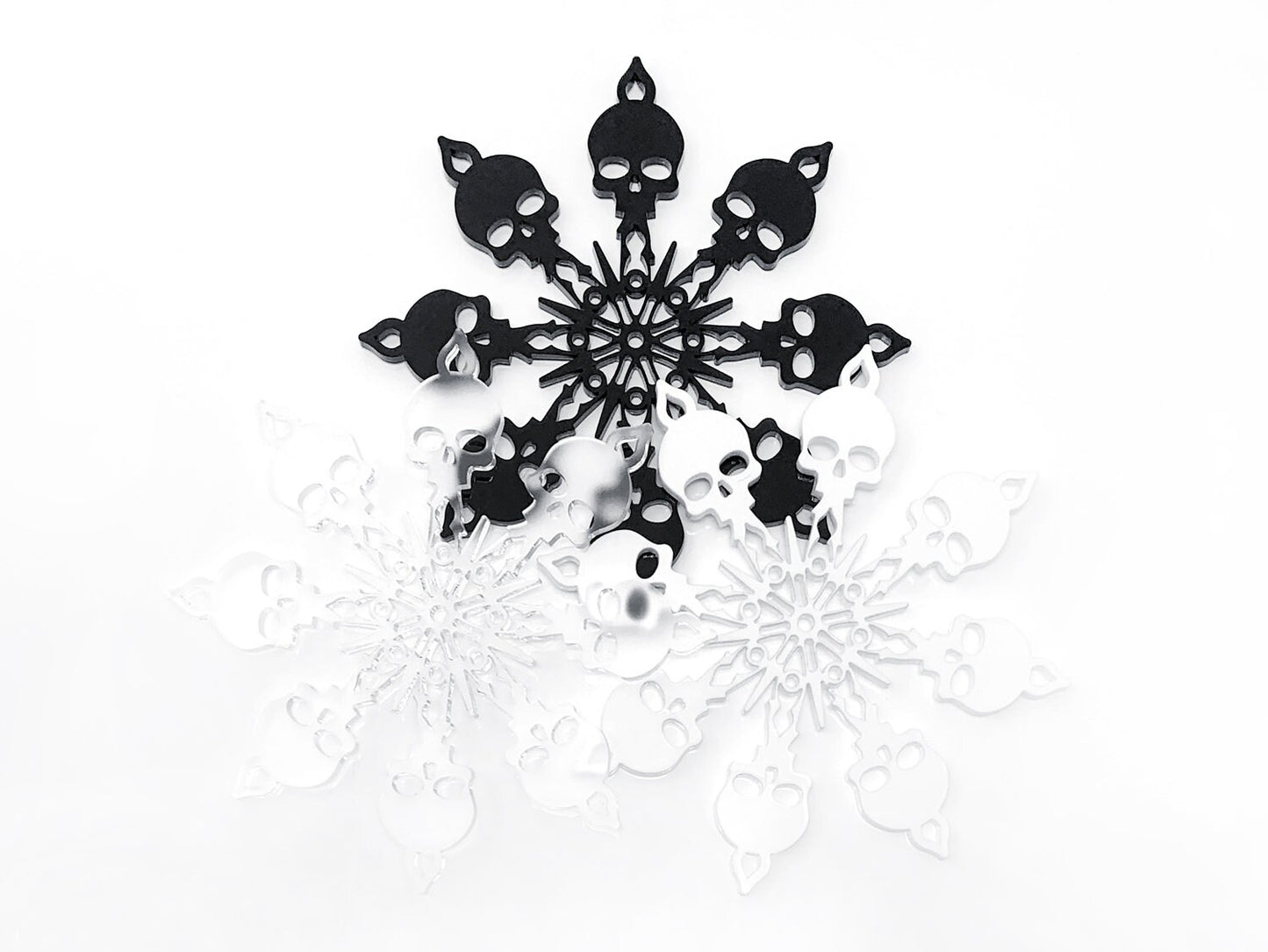 Skull Snowflake Christmas Ornament Acrylic Holiday Halloween