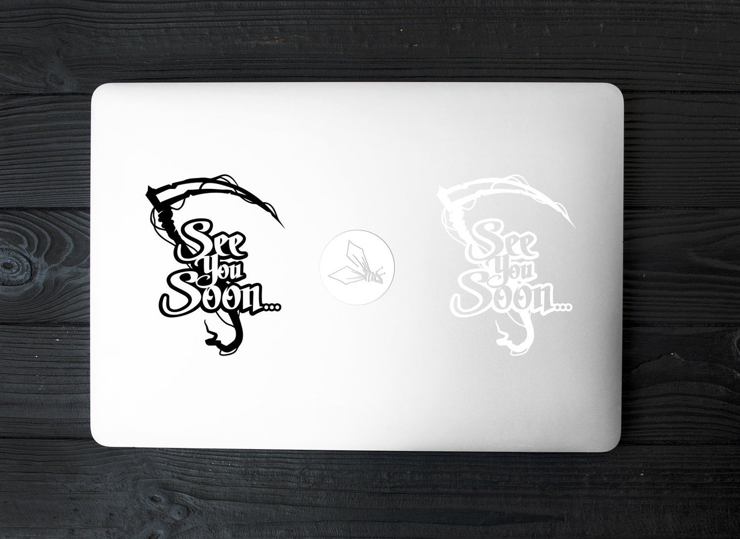 See You Soon Grim Reaper Scythe Vinyl Decal Sticker Vinyl Car Decal Laptop Sticker Water Bottle Sticker Goth Sticker Die Cut Sticker