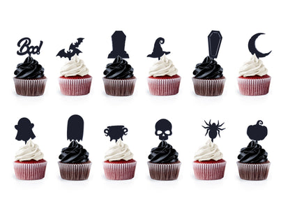 Cupcake Toppers Spooky Halloween Wedding Topper Goth Holiday Party Decorations Event Decorations Silhoutte Blanks DIY Acrylic Topper Cake