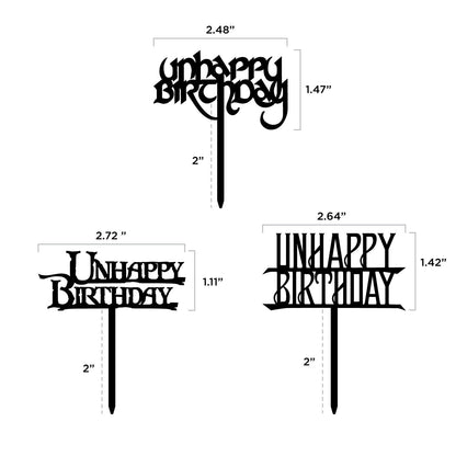 Unhappy Birthday Cupcake Toppers Spooky Goth Birthday Party Decorations Event Decorations Horror Birthday Silhoutte DIY Acrylic Topper Cake