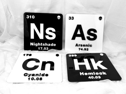 Poison Periodic Table of Elements Alchemy Gothic Wall Decor Acrylic Black and White Decor